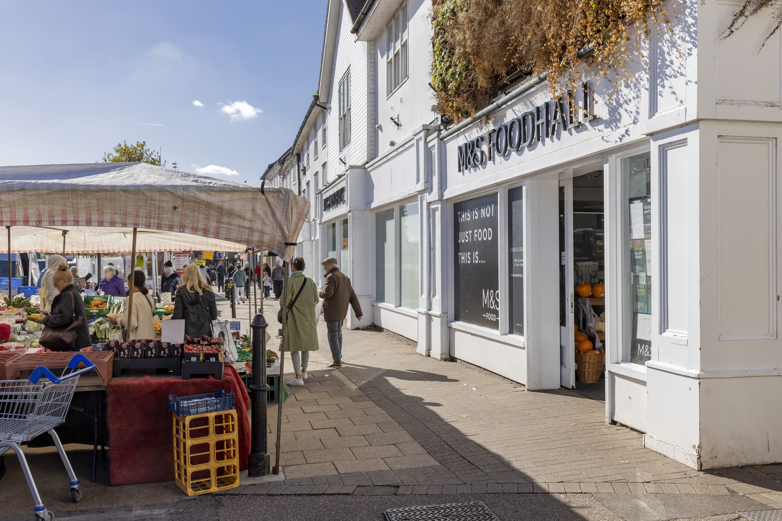 Busy local market stool on a high street